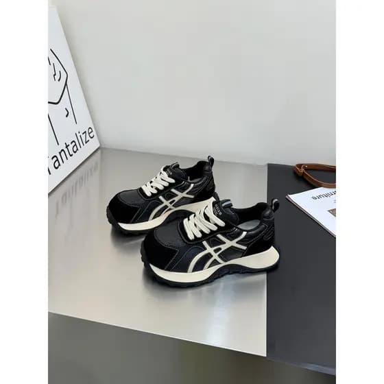 Sapatos femininos de couro genuíno 2025 outono novo estilo versão coreana sola grossa sapatos pequenos papai cintura peq