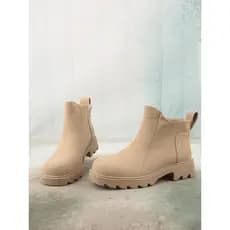Cor sólida dedo do pé redondo salto médio salto grosso sapatos femininos europeus americanos simples diário botas femini