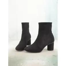 Moda All-Match dedo do pé redondo salto grosso sapatos femininos botas curtas velo acolchoado botas femininas botas fina
