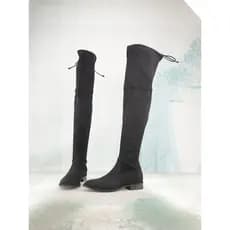 Camurça dedo do pé redondo salto baixo preto tamanho pequeno sapatos femininos All-Match botas acima do joelho botas alt