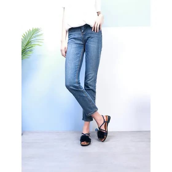Tamanho 35 camurça azul couro de ovelha couro genuíno salto cunha sapatos femininos moda decoração de pele sandálias de