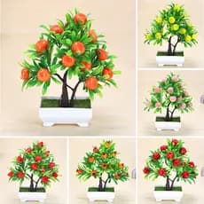 Plantas artificiais de maçã, plantas artificiais com frutas em vasos, flores bonsai, decoração para jardins de casa e es