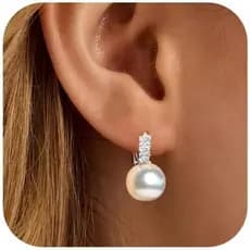 Brincos de Pérola Femininos, Pérolas de 10mm, Brincos Clássicos de Pérola, Brincos de Noiva, Par de Acessórios