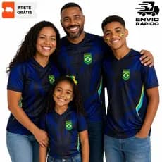 Conjunto Família Brasil AZUL NOVO 02 a 14 Anos Homem e Mulher | 1 UNIDADE