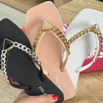 RASTEIRA FLAT FLEX FEMININA CHINELO CORRENTE LUXO TENDENCIA