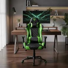 Cadeira Gamer Ergonômica Thunderx3 Tgc12 Preto Verde Couro Sintético