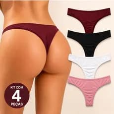 Kit de Calcinhas Microfibra Levanta Bumbum Fio Dental e Sensual - cores sortidas