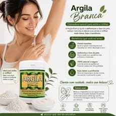 Argila branca com ação clareadora para o rosto e corpo 1kg