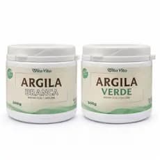 KIT ARGILA BRANCA CLAREADORA DE MANCHAS + ARGILA VERDE AUXILIA NA OLEOSIDADE E ACNE
