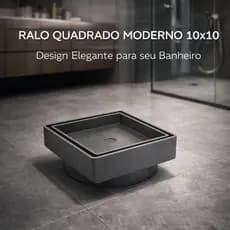 Ralo Oculto 10x10 Invisível Inteligente Piso PorcelanatoTamanho Cinza Sifonado C/ Tela de Proteção