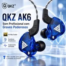 QKZ AK6 Fone De Ouvido Profissional Intra-auriculares Gamer Músico Microfone original Case Azul