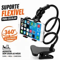 Suporte Celular Articulado Flexível De Mesa Cama Presilha Universal 360° Garra Pescoço Ganso Ajustável
