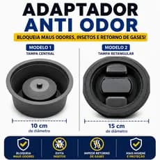 Adaptador Ralo Anti Mau Cheiro De 10 e 15cm Porta Grelha Anti Odor e Tira Cheiro Ruim Sem Obra Fácil Instalação