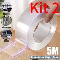 Fitas Dupla Face 1mt/3mt/5mt/10mt Extra Forte Transparente NanoGel Silicone Adesiva Cola Facil Na Parede Móvel Porta 99P