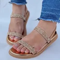Rasteirinha Feminina Confortável e Macia com Brilho e Strass Tendência e Estilo - Flatt