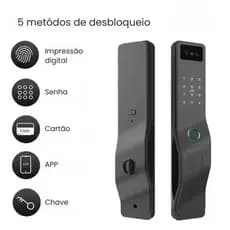 Fechadura Digital Inteligente Wireless – Biometria, Senha, Tag, App e Chave Tradicional (ALPHA 201)
