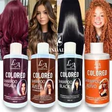 Shampoo Tonalizante L.A Natural 300ml Escurece Cabelos Brancos Brilho Natural Sem Danificar
