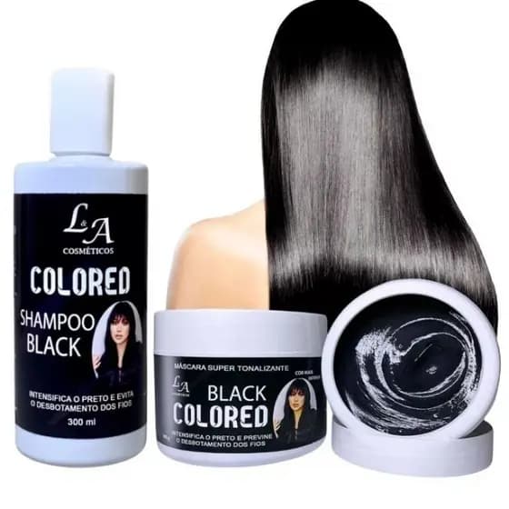 Kit Shampoo e Máscara Tonalizante Black 300ml La Cosméticos Sem Amônia