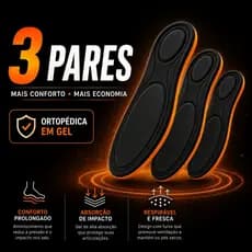 Kit 3 Pares Palmilha em Gel Ortopédica Anatômica Anti Impacto Conforto Macia Absorção de Choque