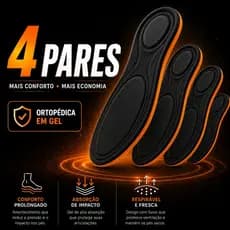 Kit 4 Pares Palmilha em Gel Ortopédica Anatômica Anti Impacto Conforto Macia Absorção de Choque