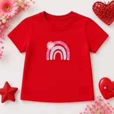 Camiseta Infantil Arco-Íris Menina Manga Curta Algodão Confortável Estampada Tam 2 ao 12