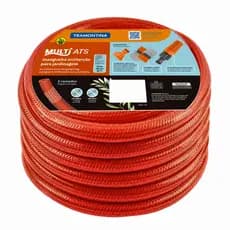 Mangueira Jardim Laranja Antitorção Multi ATS Tramontina 1/2" em PVC 3 Camadas 20MT C/ Engates Rápidos e Esguicho