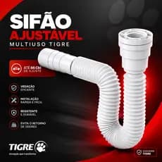 Sifão Universal Ajustável Tigre Multiuso Flexível Sifao Sanfonado Extensível Pia, Lavatório Tanque