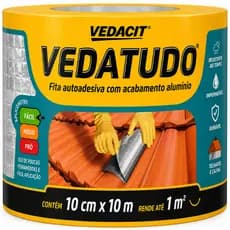 FITA VEDACIT VEDATUDO ALUMÍNIO REPARO EM TELHADOS 10CMX10MT