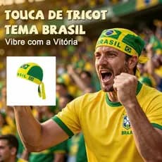 Touca de Tricot Brasil Copa do Mundo, Bandana Torcedor Ajustável, Lenço de Cabeça para Festas e Eventos Esportivos