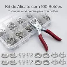 Alicate Aplicador Para Botao De Metal De Pressao Roupa Bebe com 100 botões de roupas