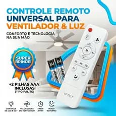 Controle Remoto Para Ventilador E27 Fan Light IR Teto com Luz Led Universal