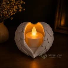 Castiçal Asas De Anjo Com Vela Led Decorativo
