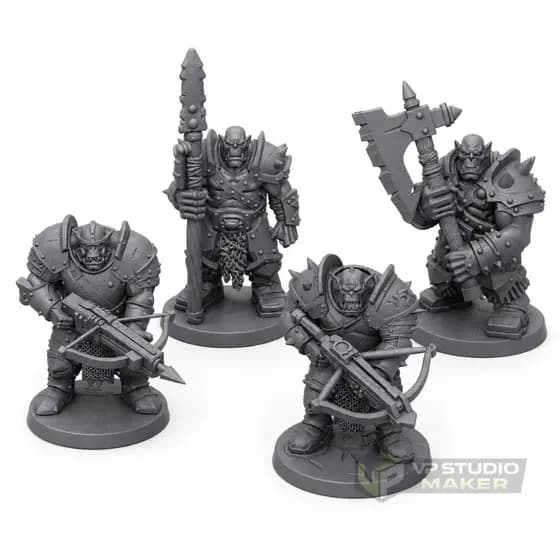 Kit Miniaturas Rpg Orcs Guerreiros 4 Peças Rico Em Detalhes