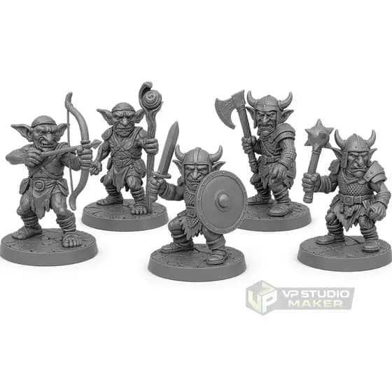 Kit Miniaturas Goblins Rpg 3d 5 Peças Para Jogos E Decoração
