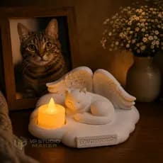 Luminária Memorial Gato Anjo Eternamente | Homenagem Ao Pet