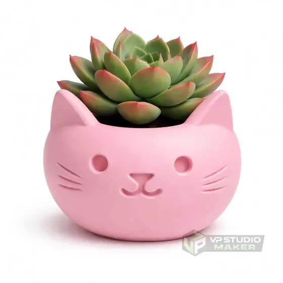 Vaso De Decoração Gato Fofo Casa Escritório Sala Suculentas 6,5cm