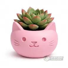 Vaso De Decoração Gato Fofo Casa Escritório Sala Suculentas 6,5cm