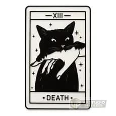 Quadro Decorativo Parede Gato Death Tarot Preto Branco 20cm