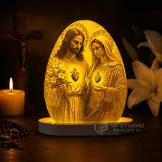 Luminária Sagrado Coração De Jesus Luz Decorativa Religiosa