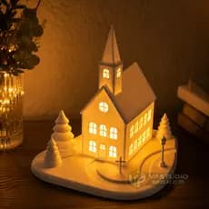 Luminária Igreja Capela Decorativa Com Vela Led Inclusa 18cm