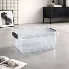 Caixa Organizadora com Tampa Plastico Trava 5 litros Resistente Transparente Multiuso