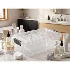 Kit 3 Caixas Organizadora 10 Litros Multiuso Transparente Tampa Armário Closet Despensa