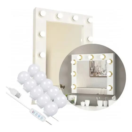 Luz de Espelho Maquiagem Camarim Kit 10 Lâmpadas Penteadeira