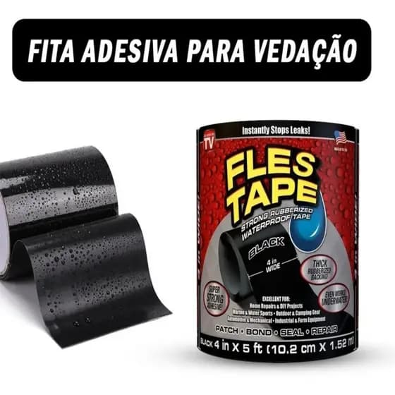 Fita Adesiva Forte Flex Tape Multi Aplicação Vedação Reparos cor Preto