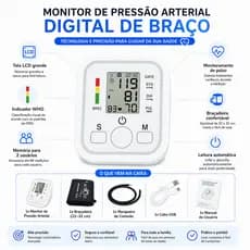 Medidor Pressão Digital Arterial Braço Função Voz Português