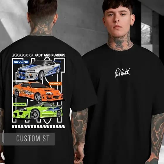 Camiseta Estampada Velozes E Furiosos Skyline Supra Brian Oconner Film Carro Esportivo Homenagem