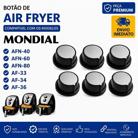 Kit 6 Botão Timer Knob Air Fryer Mondial Afn-40 Afn-50 Afn-60 Afn-80