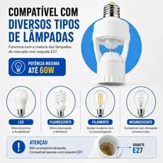 Sensor de Presença com Fotocélula para Lâmpada Soquete