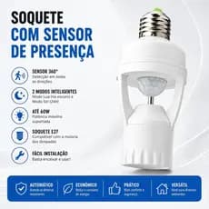Sensor De Presença Iluminação Lâmpada Soquete E27