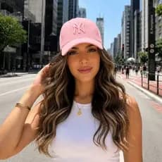 🧢Boné NY New York Bordado Aba Curva Unissex | Feminino | Masculino | Rosa